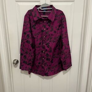 NWOT Catherine’s Liz &Me Camp Button Down Shirt, Long Sleeve Size 3X Cotton
